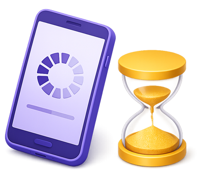 Ilustrasi website loading lambat di perangkat mobile